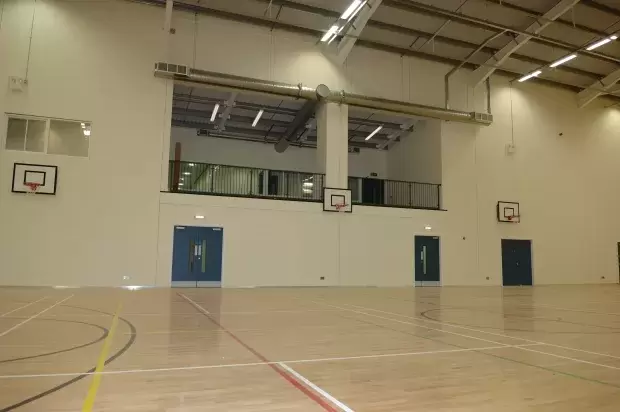 Inside sports hall at West Buckland School