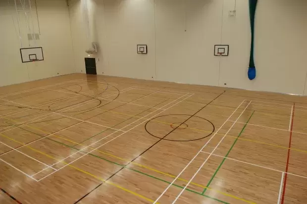 Inside sports hall at West Buckland School
