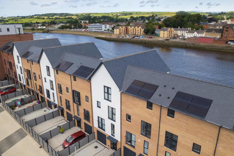 Ariel View of Taw Wharf Housing Development in Barnstaple North Devon