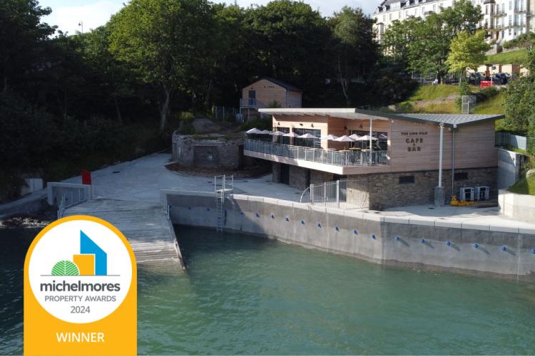 Aerial view of Watersports Hub in Ilfracombe