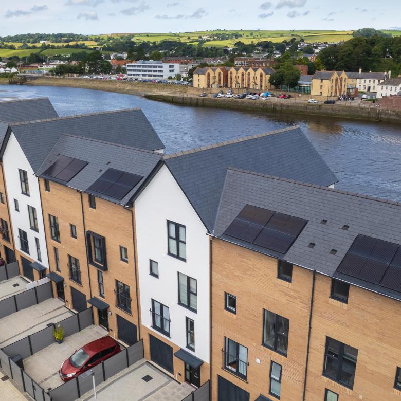 Ariel View of Taw Wharf Housing Development in Barnstaple North Devon