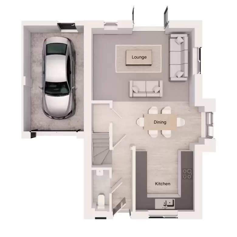 Ground floor floor plan for the Burrator house type at Long Close Landkey