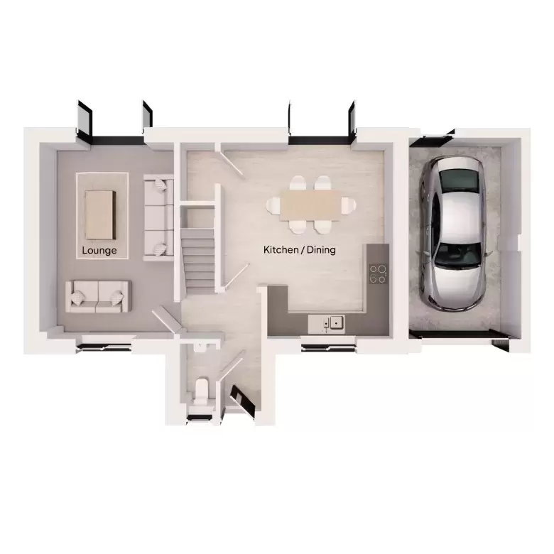 Ground floor floor plan for the Colliford house type at Long Close Landkey