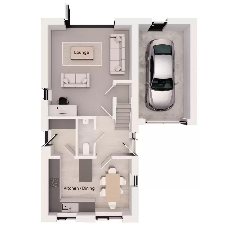 Ground floor floor plan for the Meldon house type at Long Close Landkey