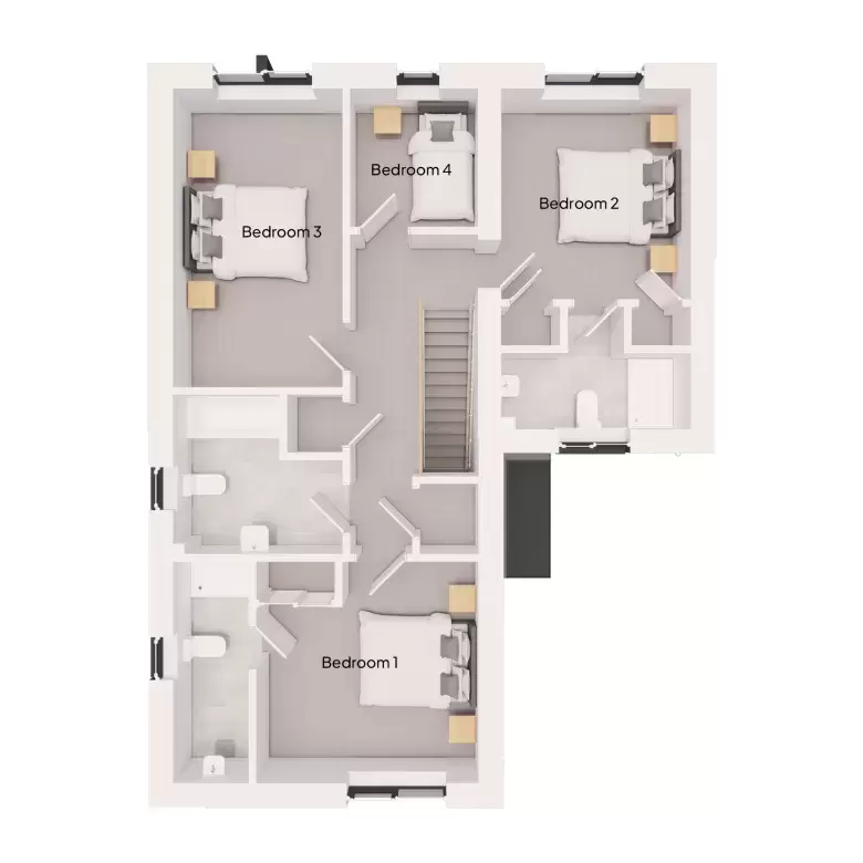 First floor floor plan for the Meldon house type at Long Close Landkey